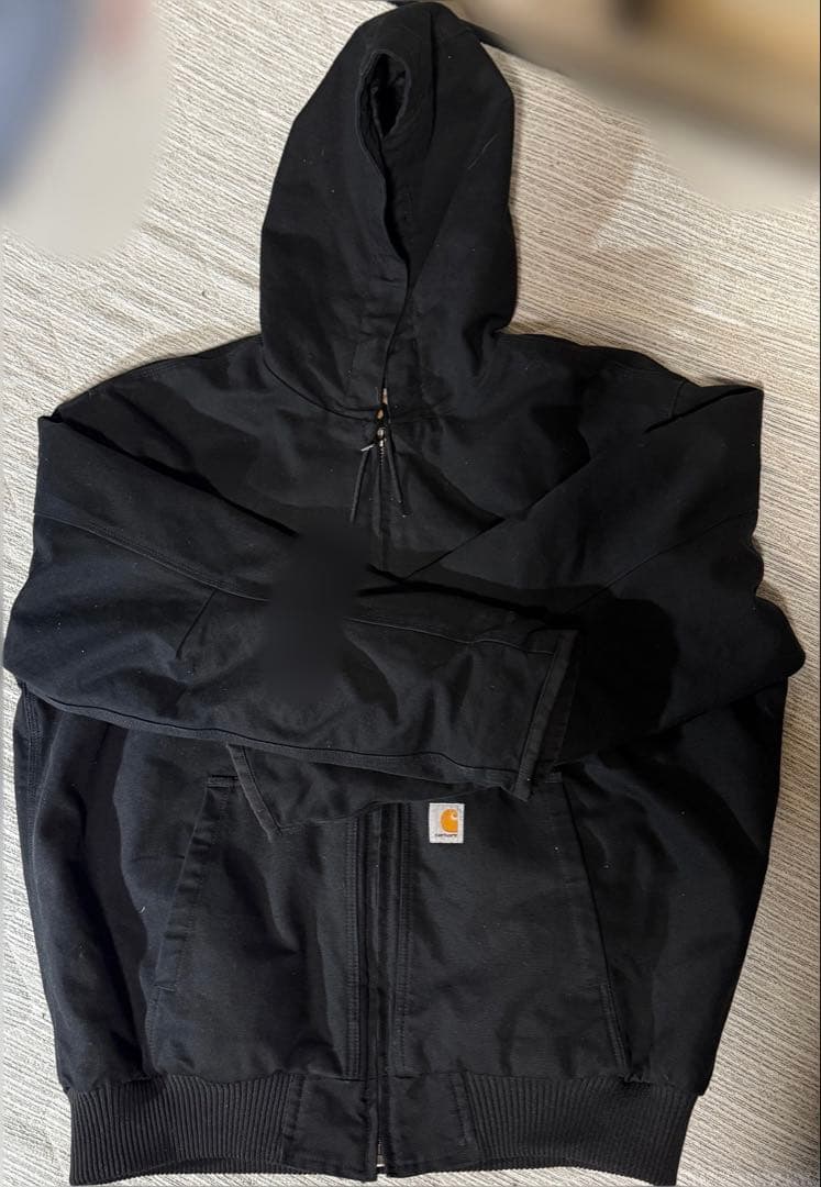 Carhartt ブラック フード付きジャケット XL - メルカリ