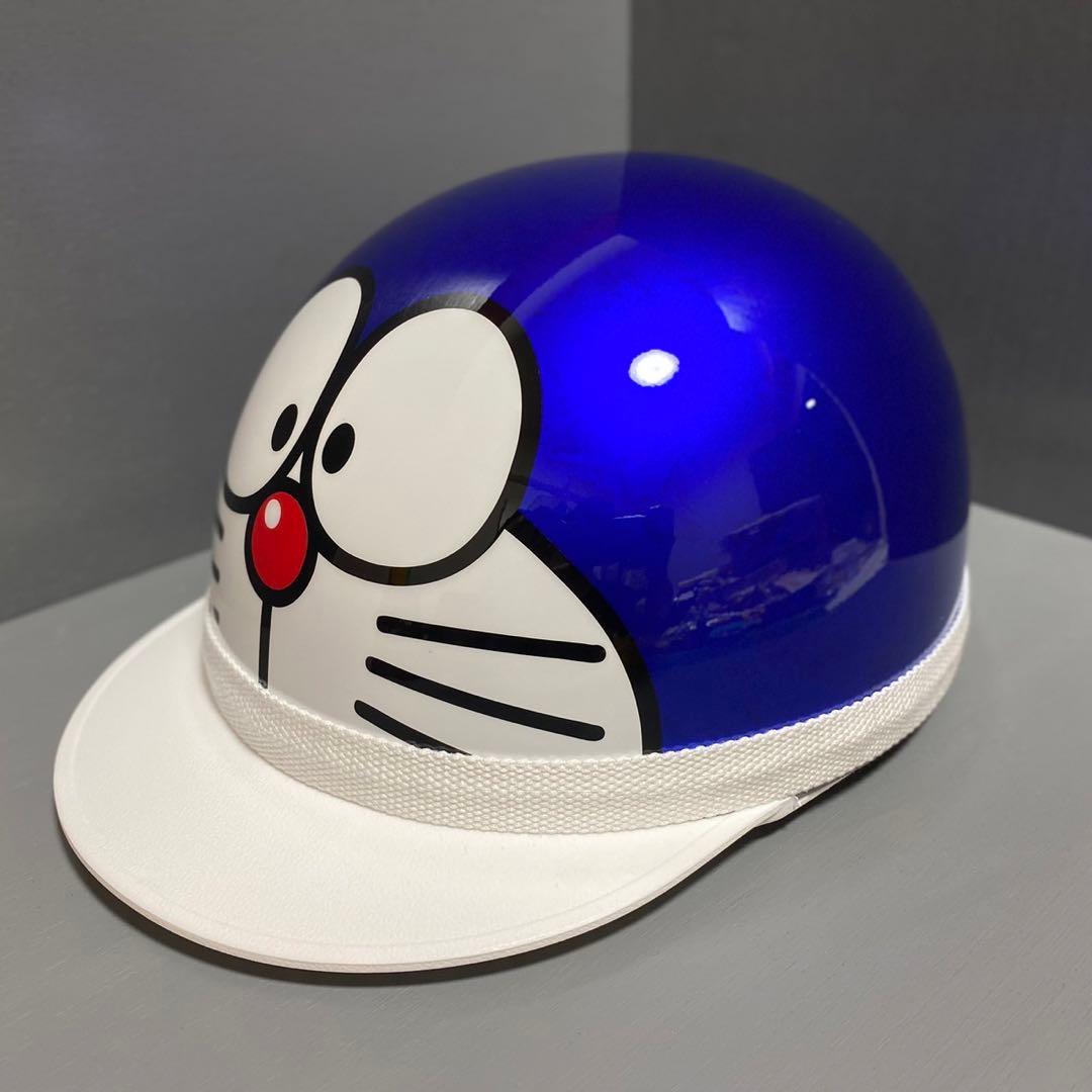 三つボタンコルク半ヘルメット カスタムペイント ドラえもんデザイン