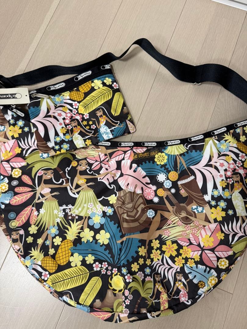 新品☆ハワイ限定☆ワヒネ柄☆レスポートサック大型バッグポーチ付☆柄厳選フラガール LeSportsac レスポートサック ハワイ限定柄 ショルダーバッグ