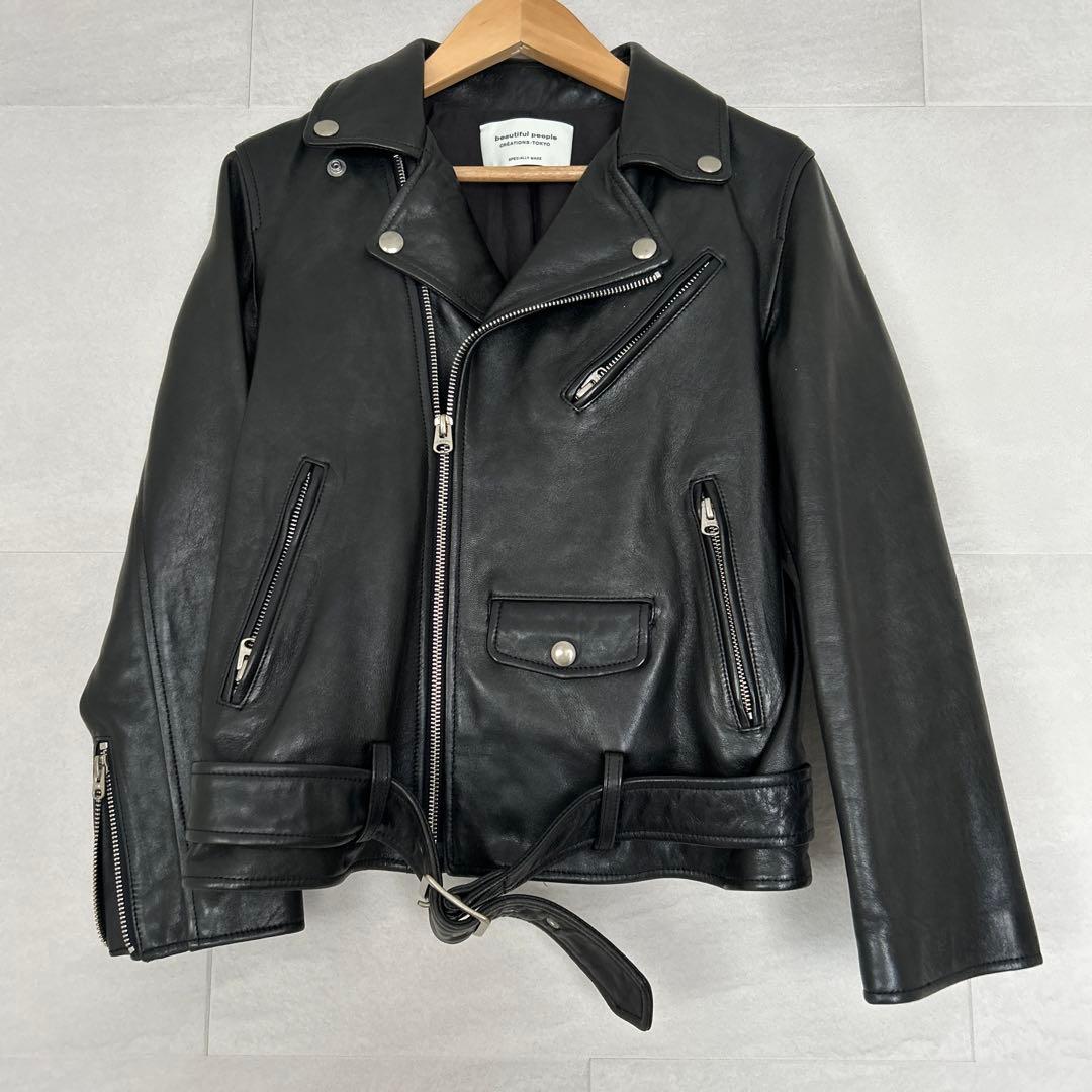 最終値下　超美品　beautiful people ライダース　Ladys140 旧品番】vintage leather THE / a riders jacket size140～160