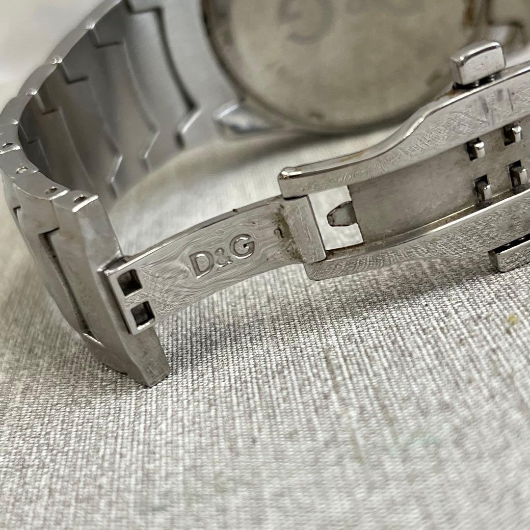 H】希少✨D&G クロノグラフ メンズ 腕時計 シルバー グレー 不動