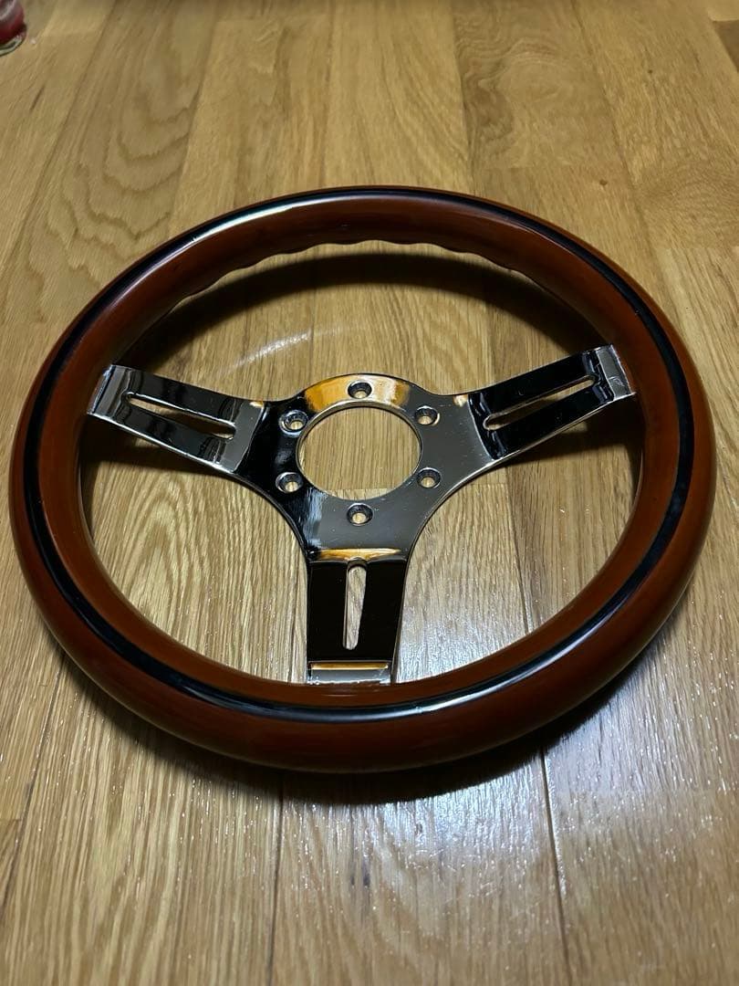 ウッドハンドル　3本スポーク　29Φ メーカー不明　29㎝ Yahoo!オークション -「29cm」(ステアリング) (パーツ)の落札相場