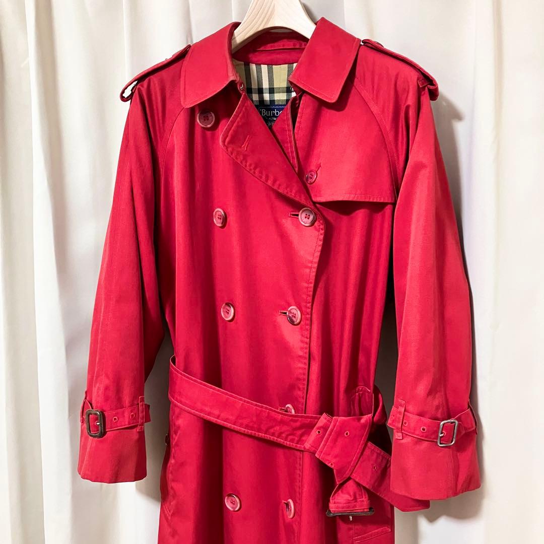 バーバリー トレンチコート ダブル ベルト 8 EXL M レッド ノバ