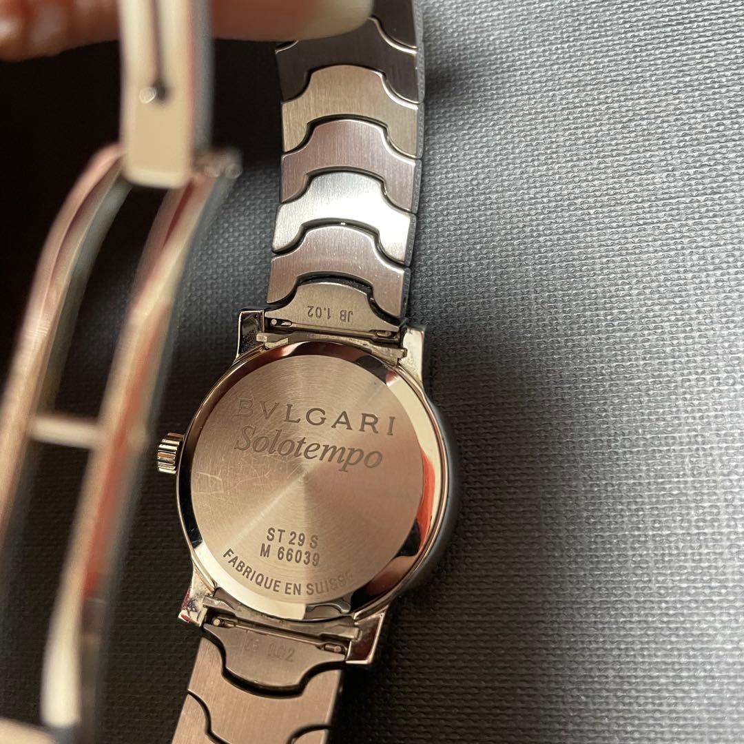 BVLGARI ソロテンポ アナログクォーツ 腕時計 シルバー 12Pダイヤ