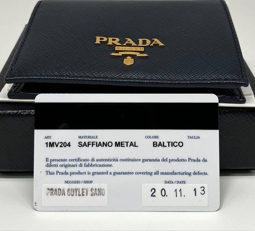 ⭐️ 新型 極美品 プラダ サフィアーノ メタル コンパクト 折り財布
