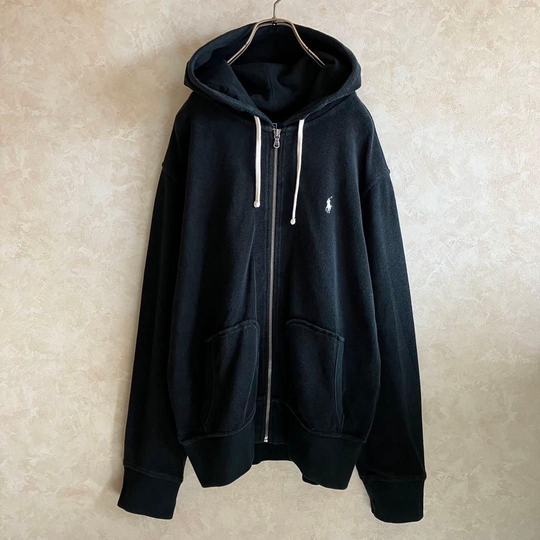 90's ラルフローレン ジップパーカー 黒 XL セパポケ パイル - メルカリ