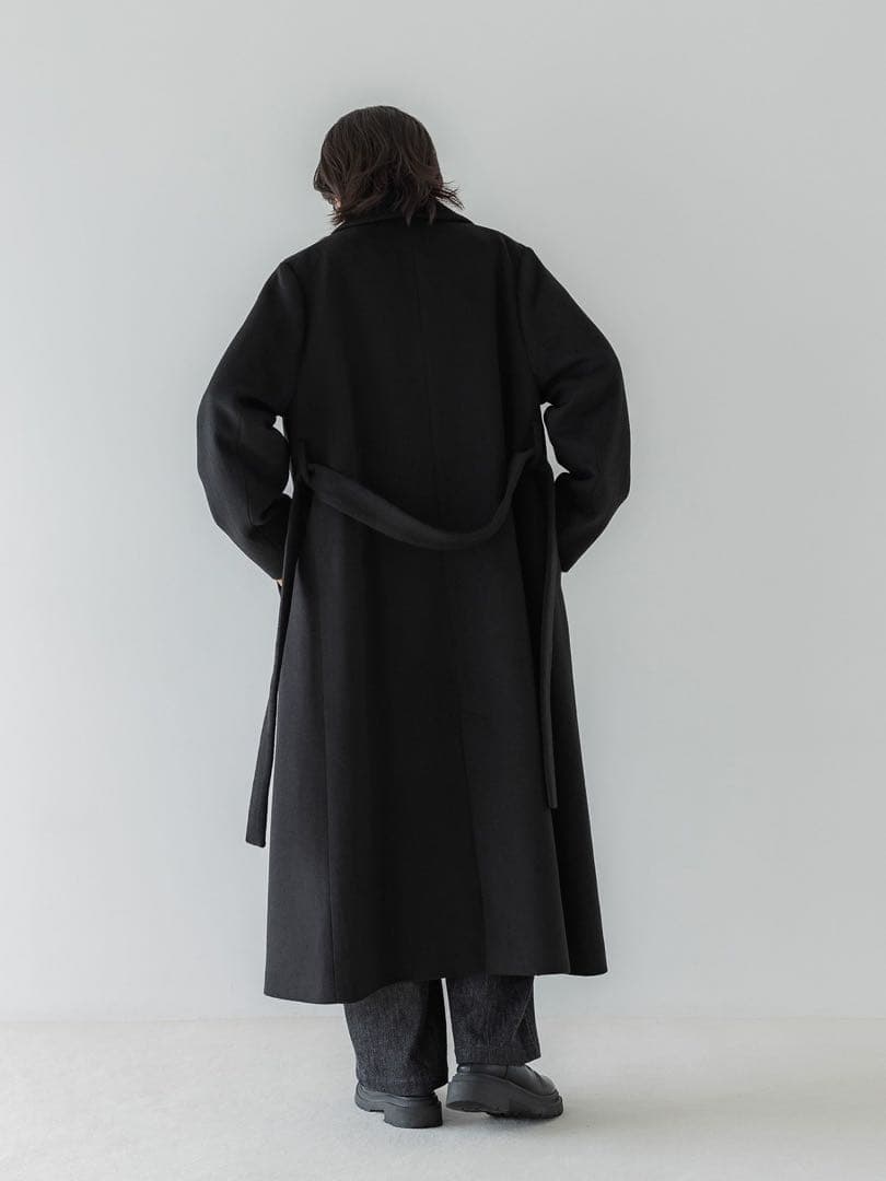 crewre アジャスタブルウールロングコート size3 ink black