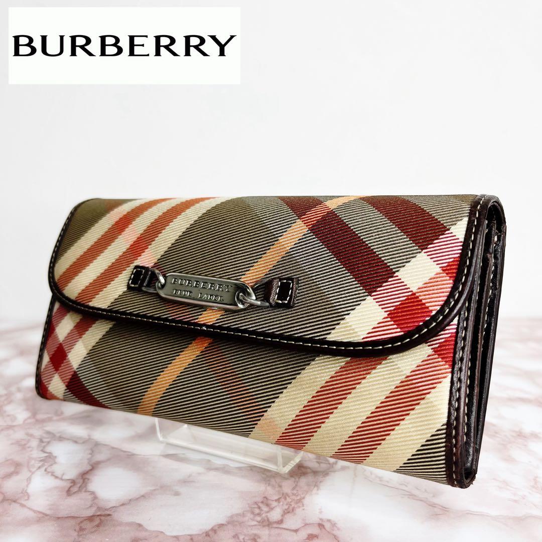 極美品】BURBERRY チェック柄 長財布 二つ折り財布45 - メルカリ