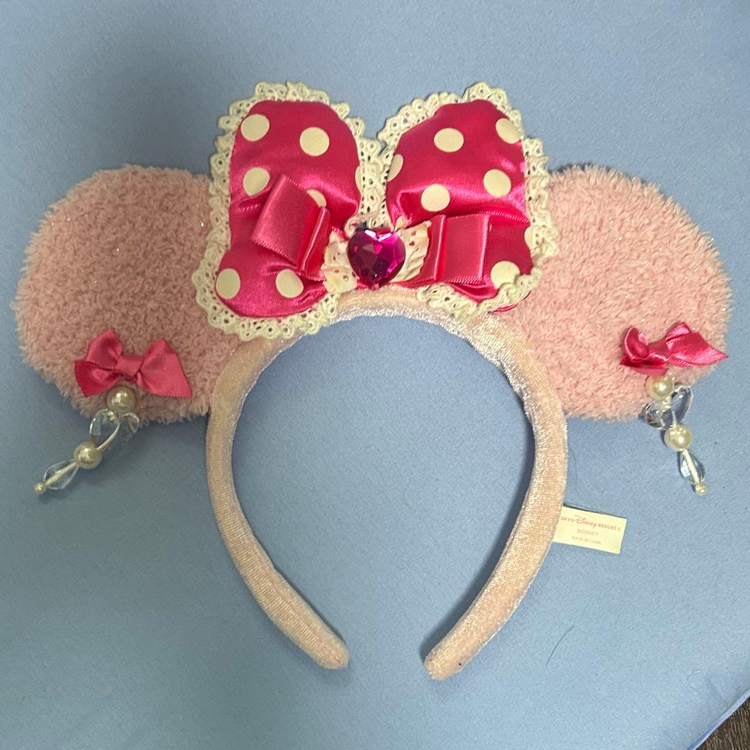 ディズニー ピンク イヤリング カチューシャ 水玉 ドット もこもこ