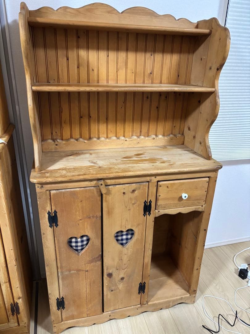 カントリー風木製シェルフ ハート型扉付き 楽天市場】NC カントリー ハート 布扉付き キッチンラック