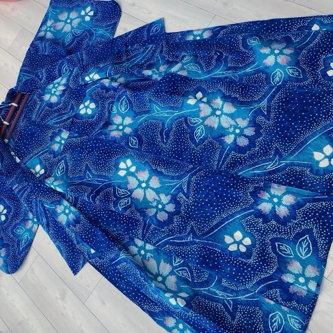 有松絞り・有松鳴海絞り　浴衣　ロイヤルブルー　身丈155cm No.5-190