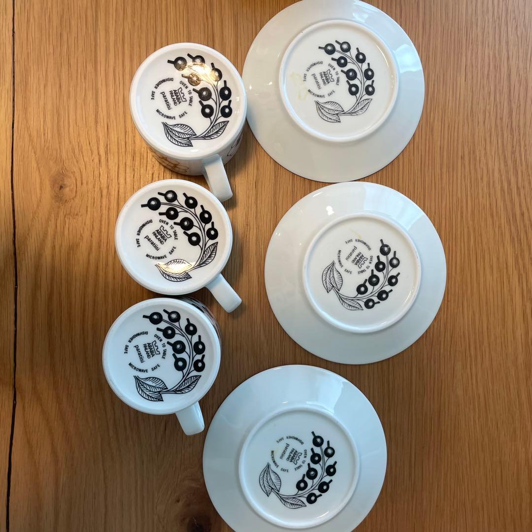 美品】レア旧ロゴアラビア ブラックパラティッシ カップ&ソーサー 3個