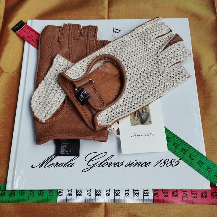 メローラ ディア指貫 コルク色 メッシュ ドライビンググローブ フェラーリ別注元 メローラ メンズ手袋◇ディアスキンドライビンググローブ◇イエロー