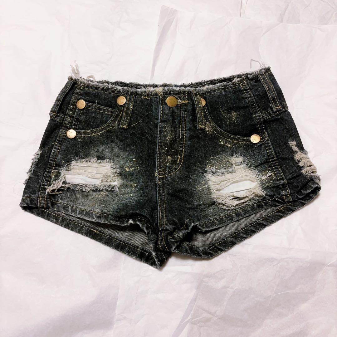 平成ギャル Y2K ダメージ加工 ダークグレー ショートパンツ - メルカリ