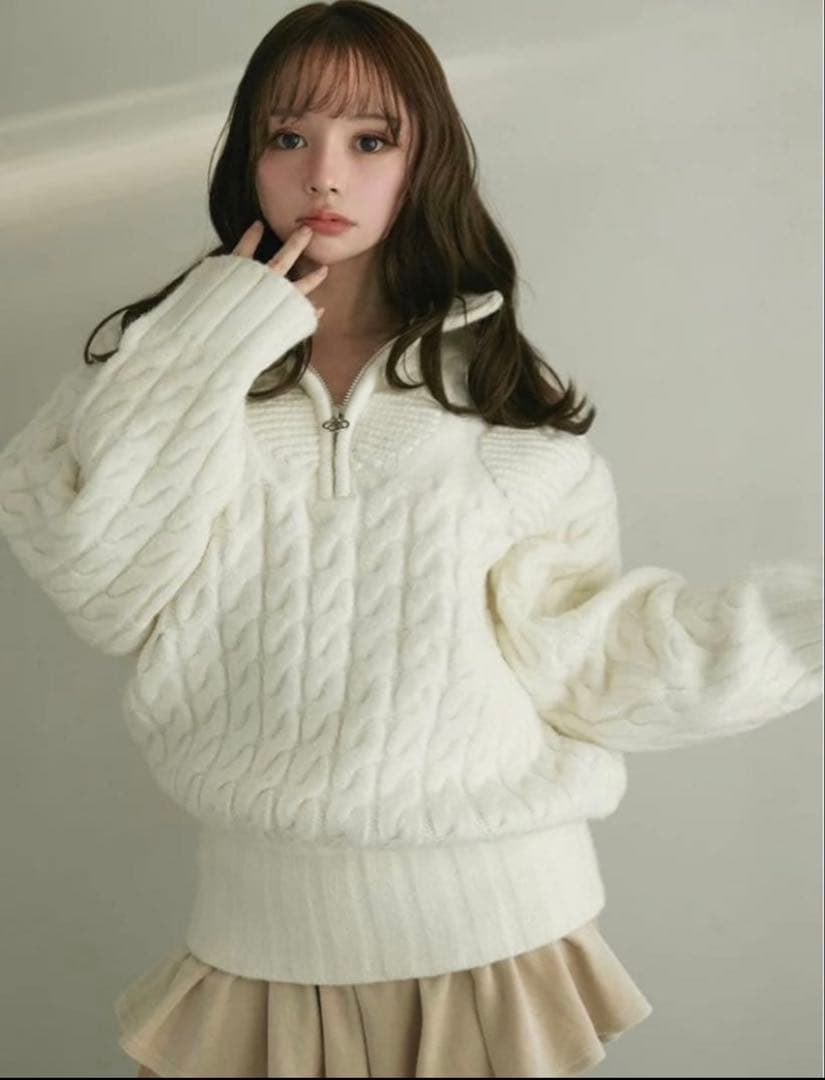 andmary Heart loose knit white - メルカリ