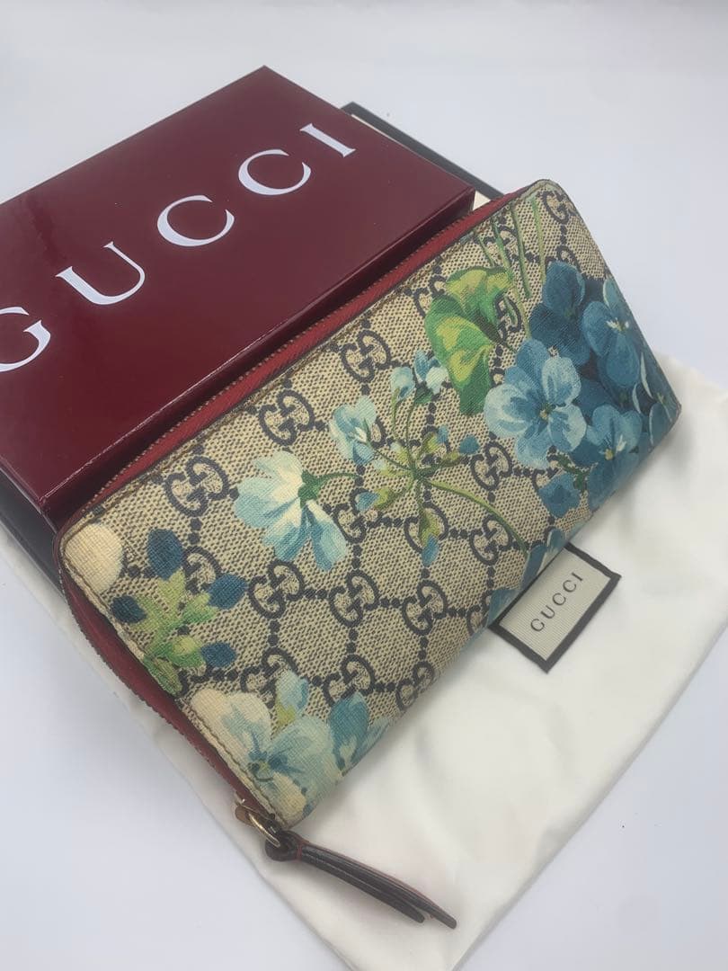 ✨美品✨ グッチ 長財布 ブルームス GG柄 ラウンドファスナー PVC 花柄