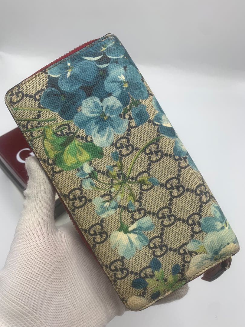 ✨美品✨ グッチ 長財布 ブルームス GG柄 ラウンドファスナー PVC 花柄