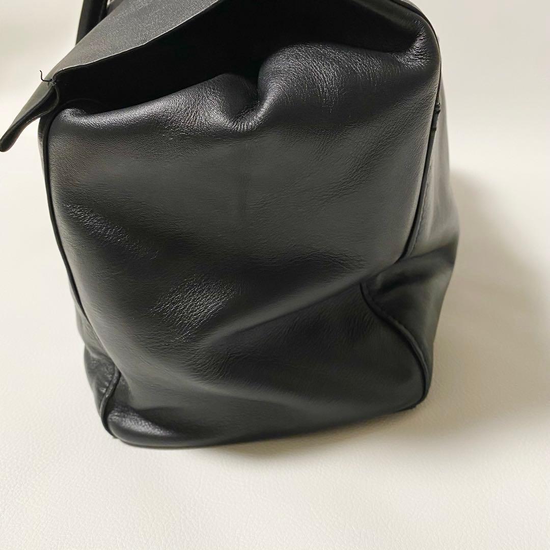 Hoaw フラップボストンバッグ トートバッグ レザー 大容量 黒