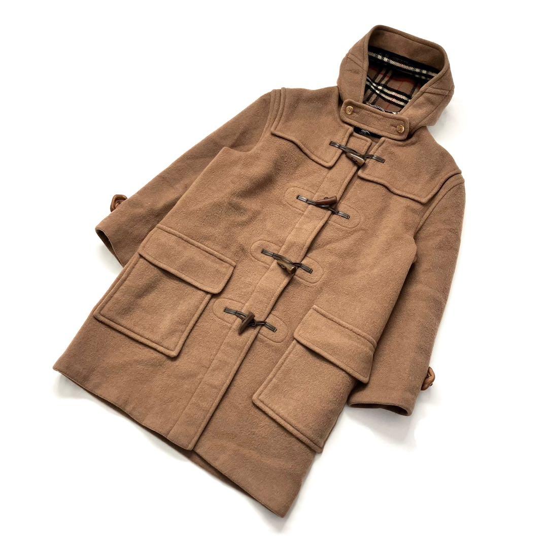 バーバリー 英国製 ダッフルコート キャメル 100%ウール ノバチェック
