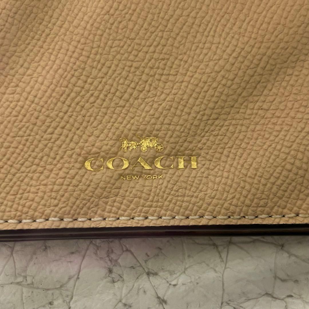 COACH 名刺入れ ベージュ レザー - メルカリ