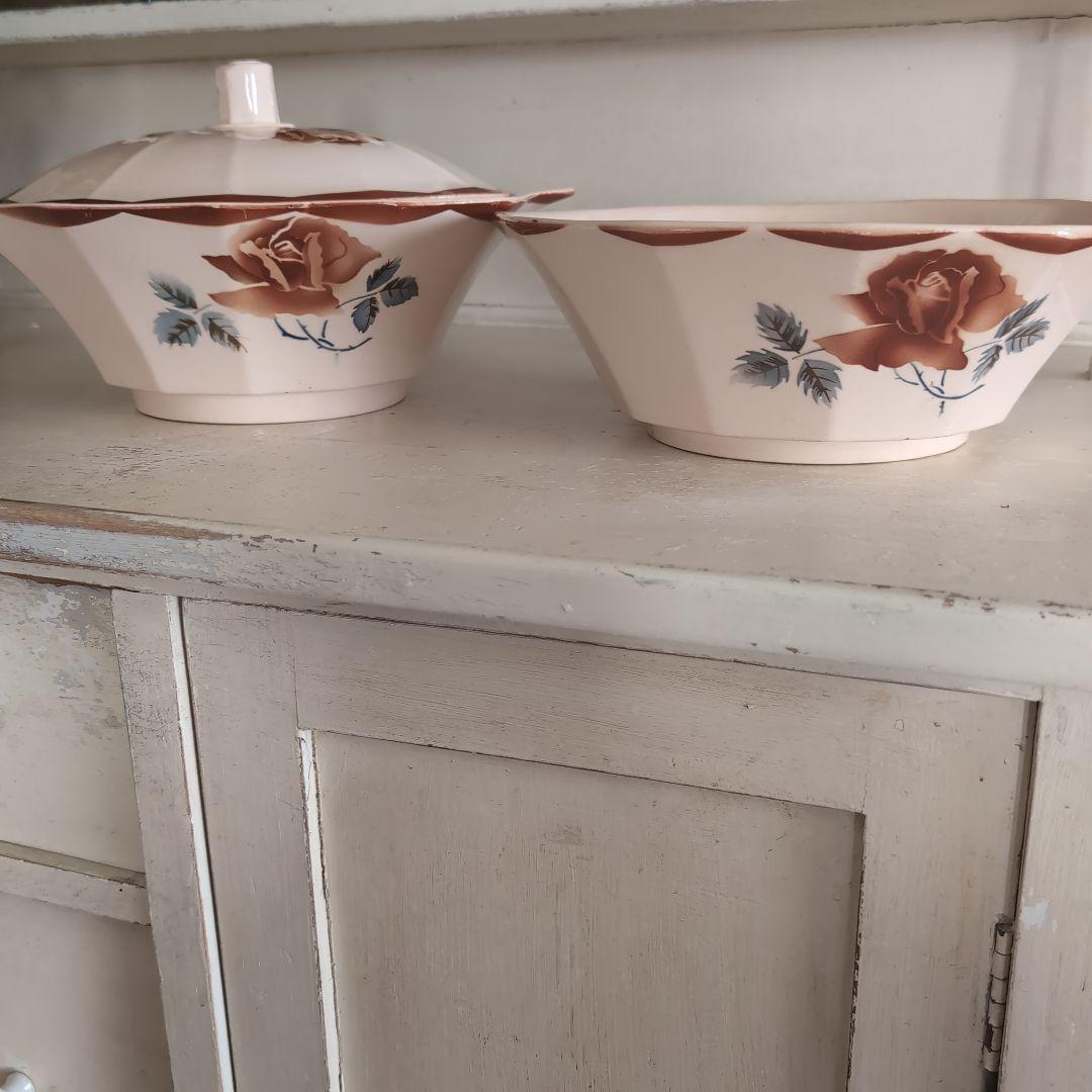 フランスアンティーク　ボウルなべ２セット　サルグミンヌ　ディゴワン アンティーク カフェオレボウル 白 フランス ディゴワン&サルグミンヌ