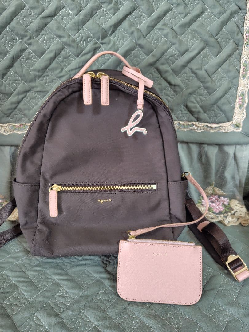 アニエスベー ピンク ブラウン リュック ミニ ポーチ付 IS11LZ-03 バックパック | アニエスベー ボヤージュ(agnes b.Voyage