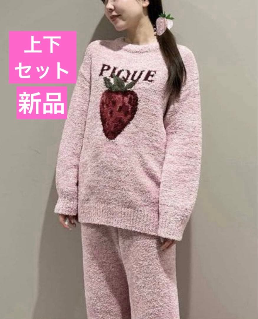 【新品】ジェラートピケ　メランジストロベリージャガードプルオーバー&ロングパンツ gelato pique｜メランジストロベリージャガードプルオーバー | Rakuten