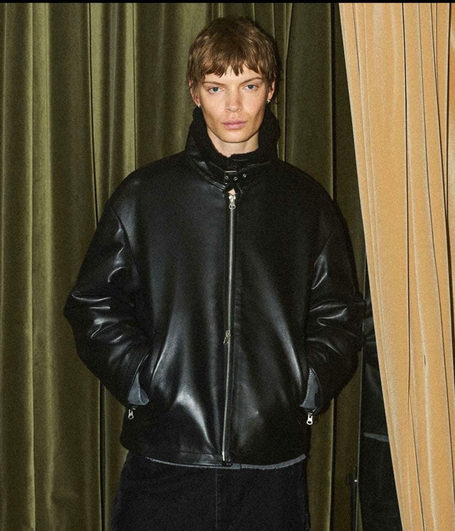 ほぼ未使用】OPENING ACT ムートンレザージャケット ブラック M - メルカリ