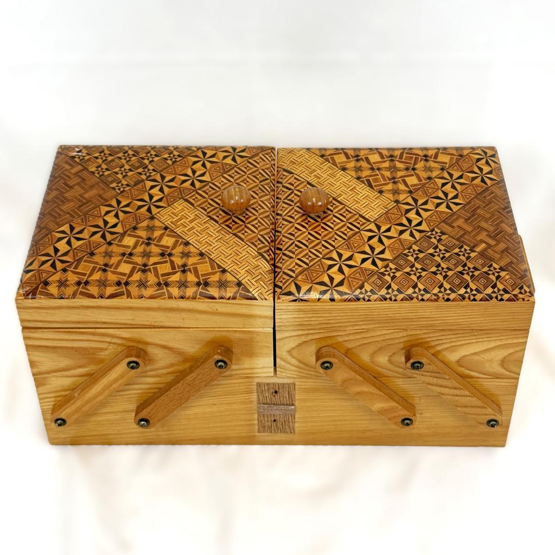 箱根寄木細工 裁縫箱 道具箱 伝統工芸品 昭和レトロ アンティーク