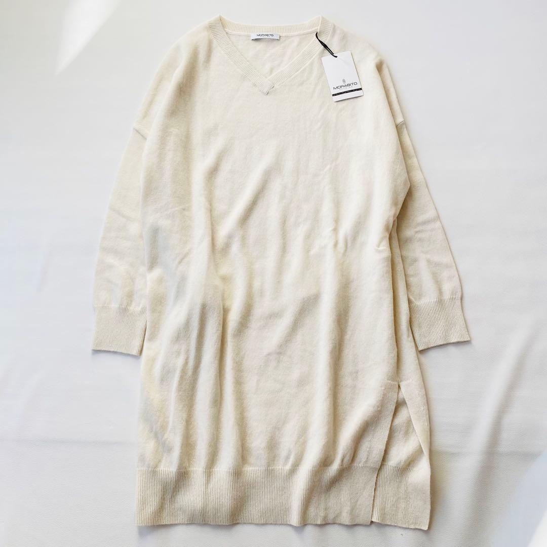 【新品未使用】モラビト　ニットワンピース　ボールチェーン装飾　カシミヤ100％ ウールカシミヤ ニット ワンピース ｜ MORABITO SPELL（モラビトスペル