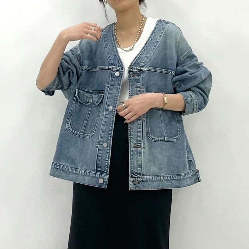 新品タグ付 2026新作 カフネ デニム ジャケット フリーサイズ Mal