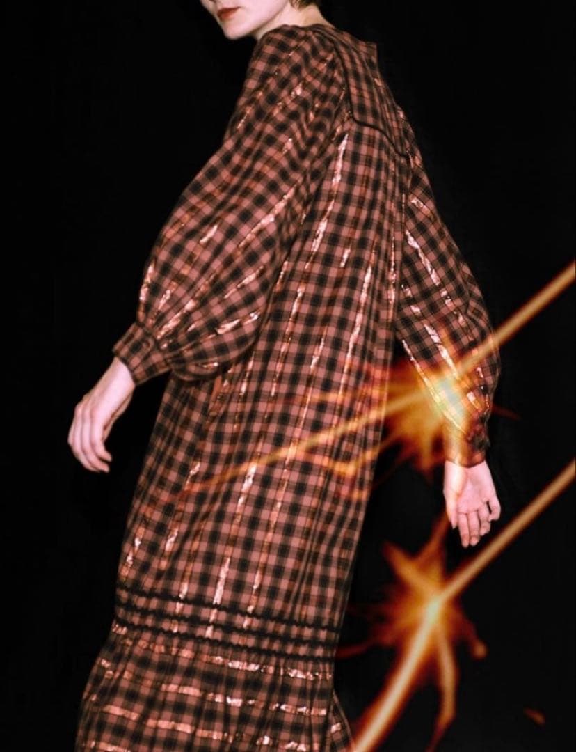 美品☆サラマリカ ワンピース コットンチェックシャーリングドレス