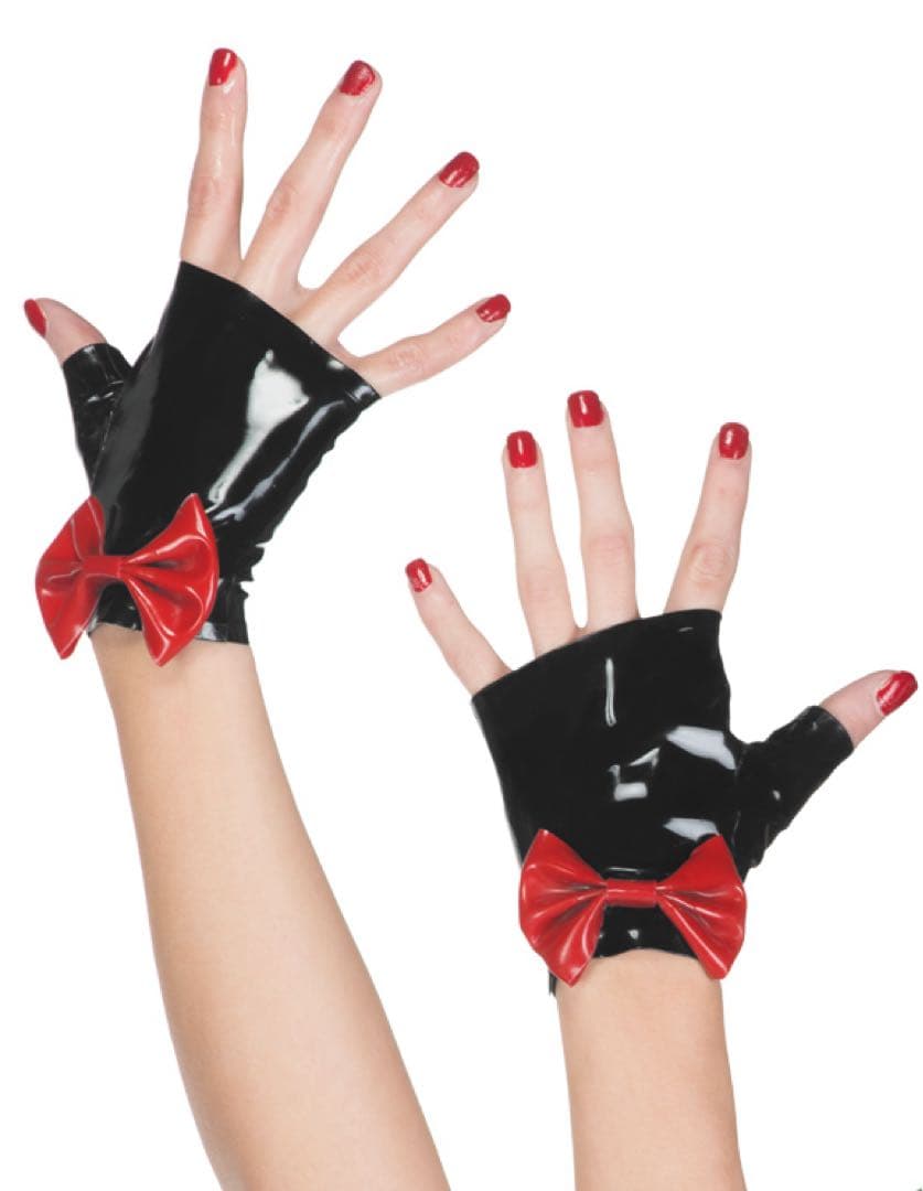 Libidex ラバー グローブ ベルト 2点セット ラテックス コスプレ 黒赤