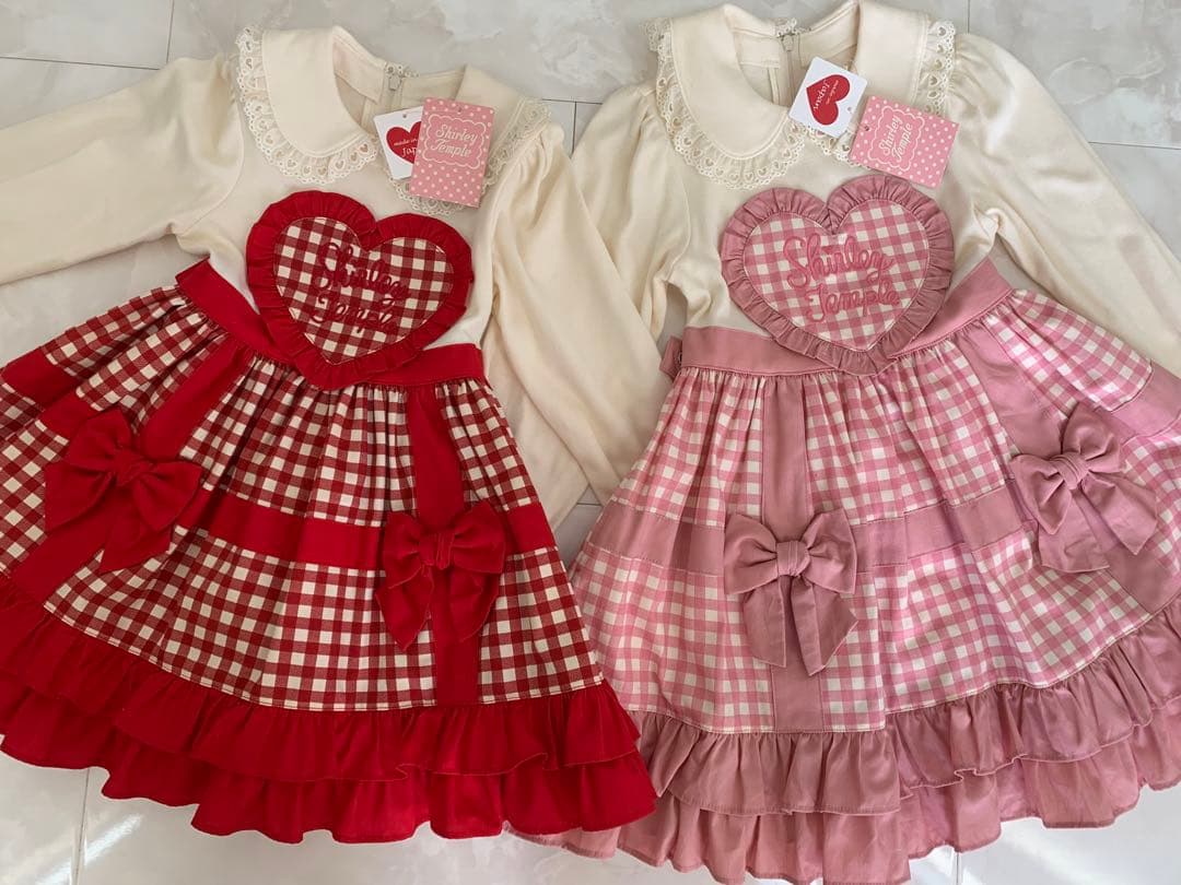 シャーリーテンプル♡新品未使用タグ付き♡ギンガムチェックピンクワンピース110 Shirley Temple - シャーリーテンプル ギンガムチェック ワンピース 赤