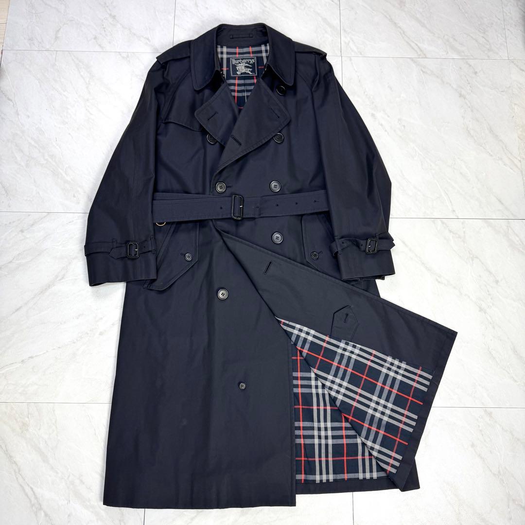 バーバリー トレンチコート ダブル ベルト ネイビー ノバチェック 175
