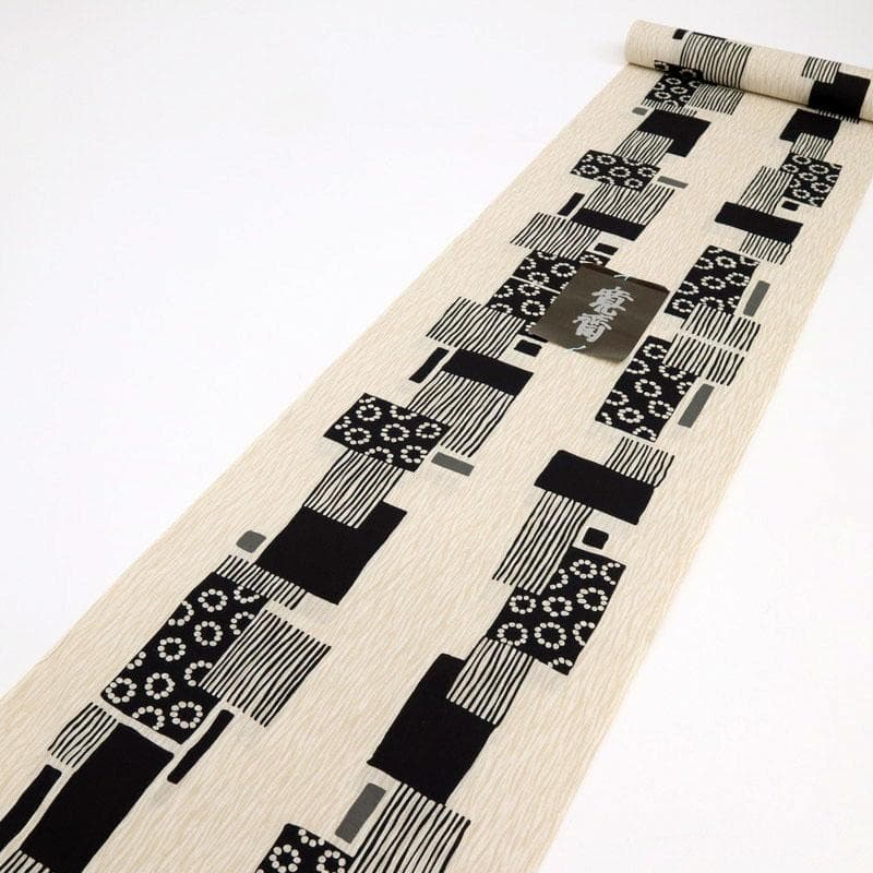 《浴衣反物『Kansai』山本寛斎◆寄せ柄四角のライン◆夏着物■反25-137》