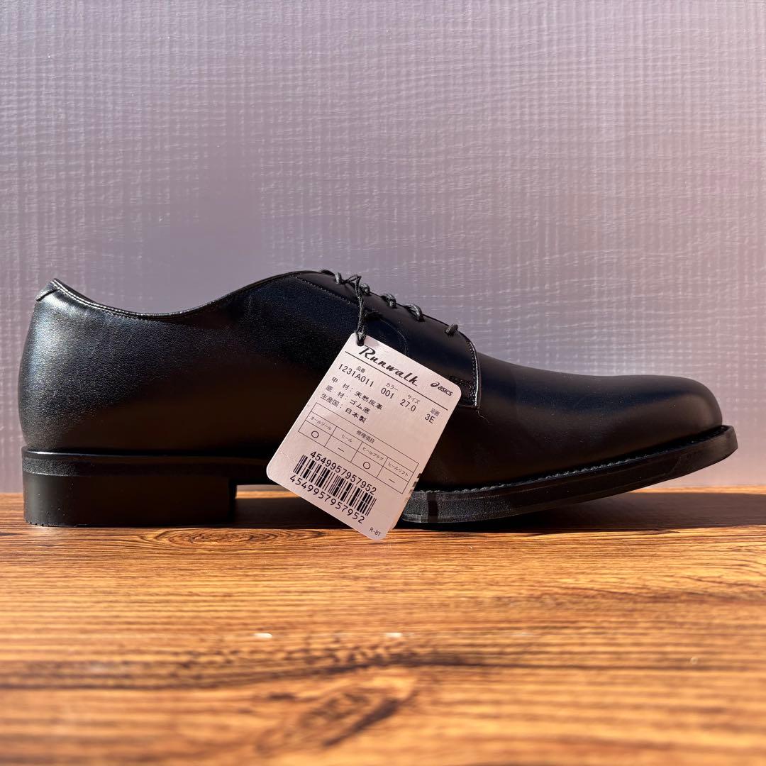 展示品】アシックスランウォーク プレーントゥ 27cm ブラック 外羽根