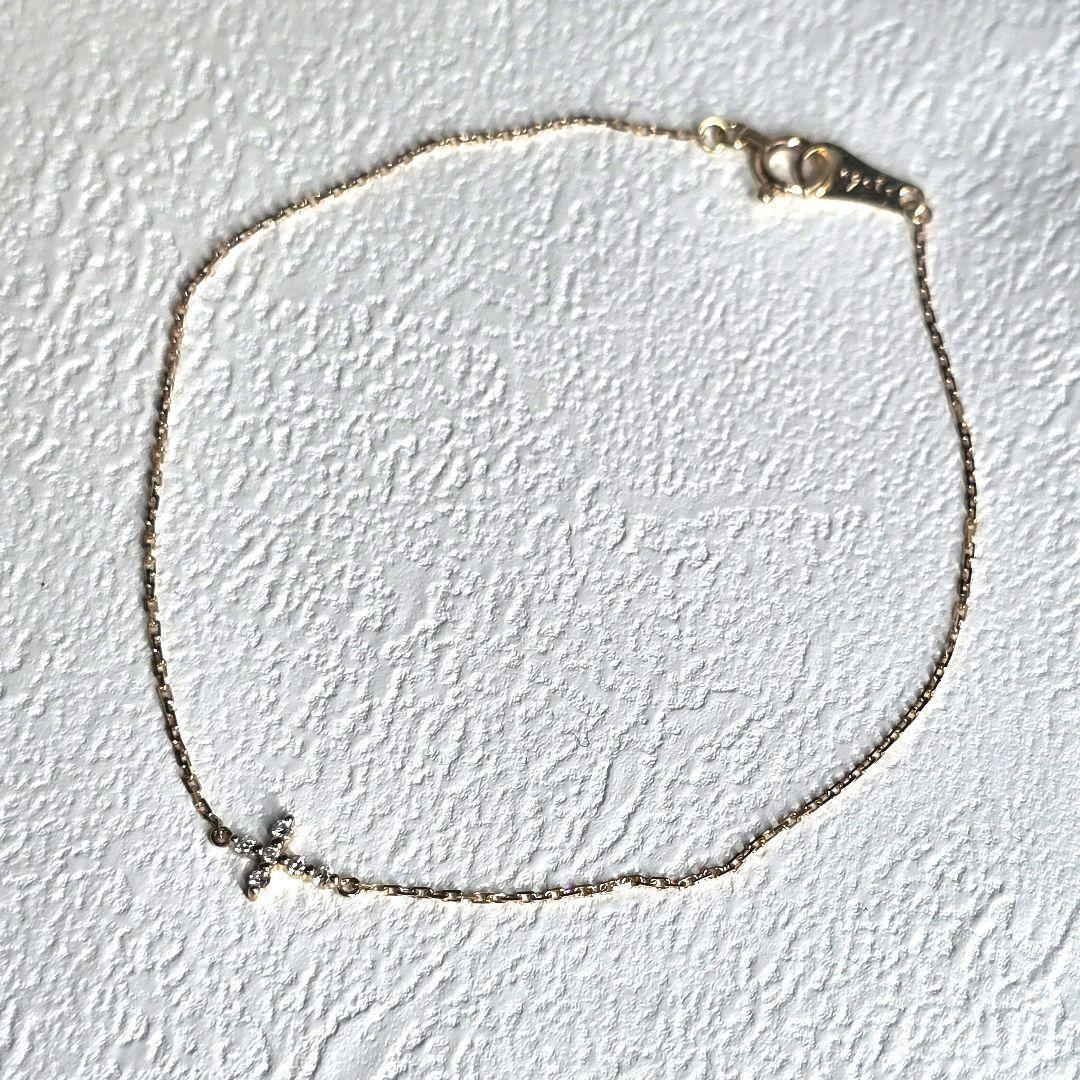 アガット agete クロスブレスレット ダイヤモンド 0.03ct K18