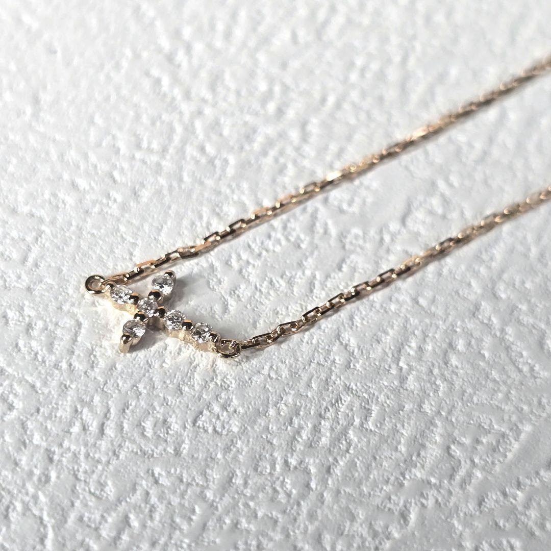 アガット agete クロスブレスレット ダイヤモンド 0.03ct K18