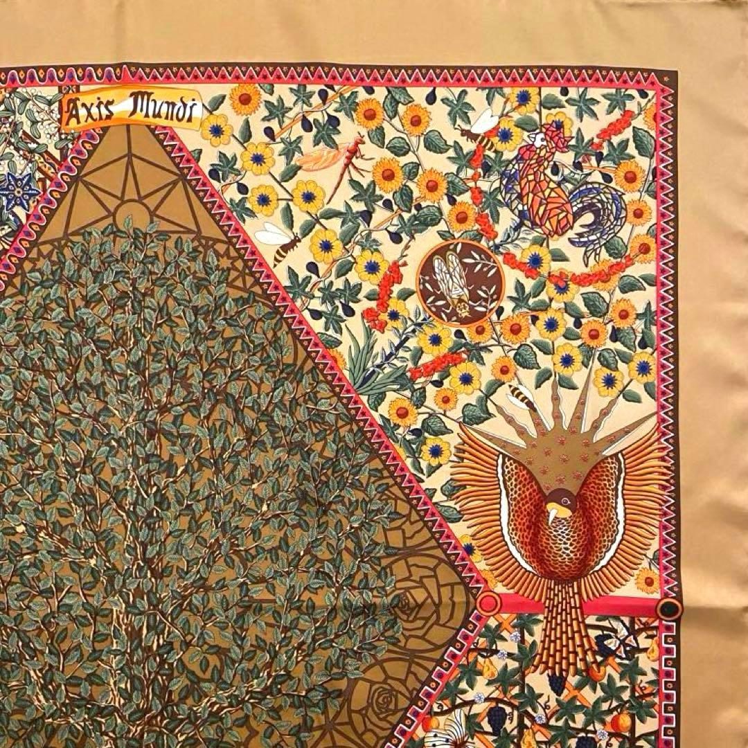 極希少カラー 極美品 エルメス シルクスカーフ カレ90 世界の中心軸