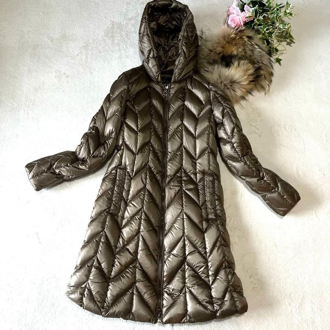 美品✨タトラス ポペナ ダウンコート ベージュ ラクーンファー フード