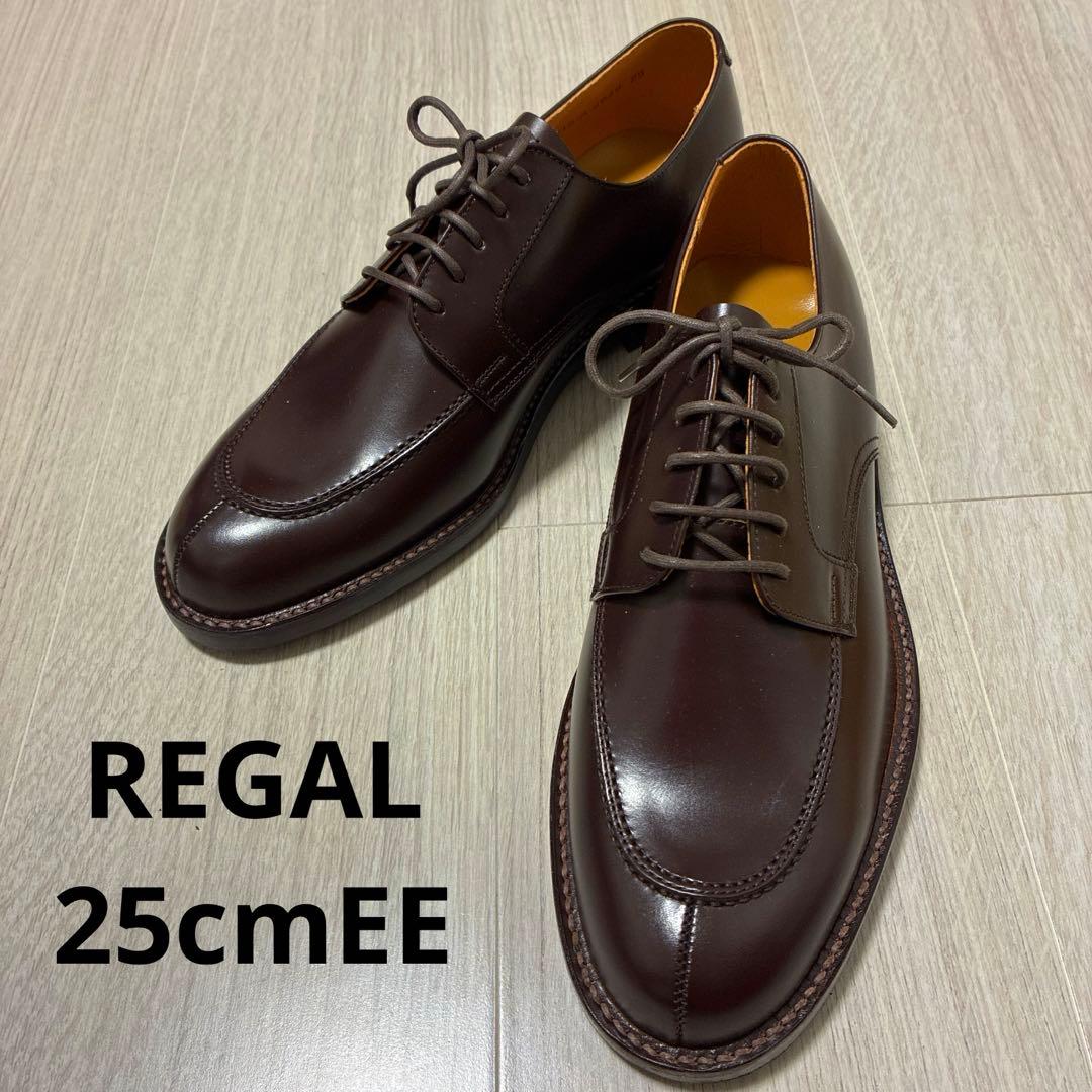【新品未使用】REGAL リーガル 外羽根 Uチップ ダークブラウン25cmEE REGAL リーガル レザーシューズ 茶 25cm 外羽根 Uチップ - メルカリ