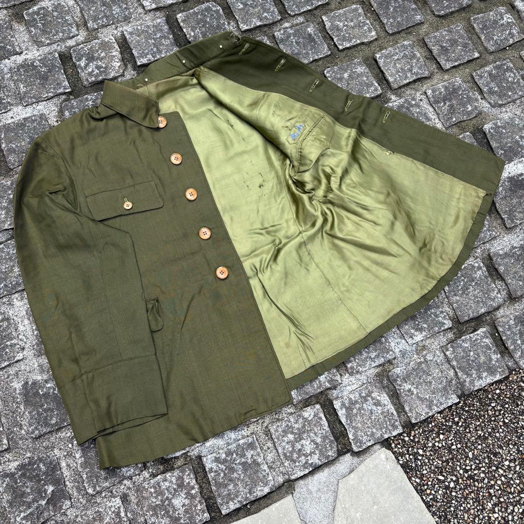 一点物 国民服 戦中 1940年代 日本製 上下セット オリーブグリーン