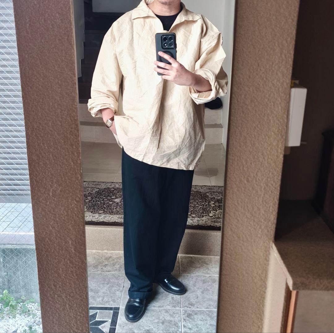 フランス​　 60s-70s フレンチヴィンテージ スモック シャツ　リネン early 20th フレンチコットンリネンスモックシャツ - Fresh Service