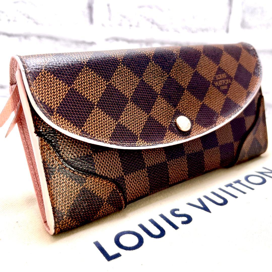 ルイヴィトン ダミエ エベヌ ポルトフォイユ カイサ ローズバレリーヌ ルイヴィトン✨ダミエ エベヌ ポルトフォイユ カイサ 長財布 ローズ