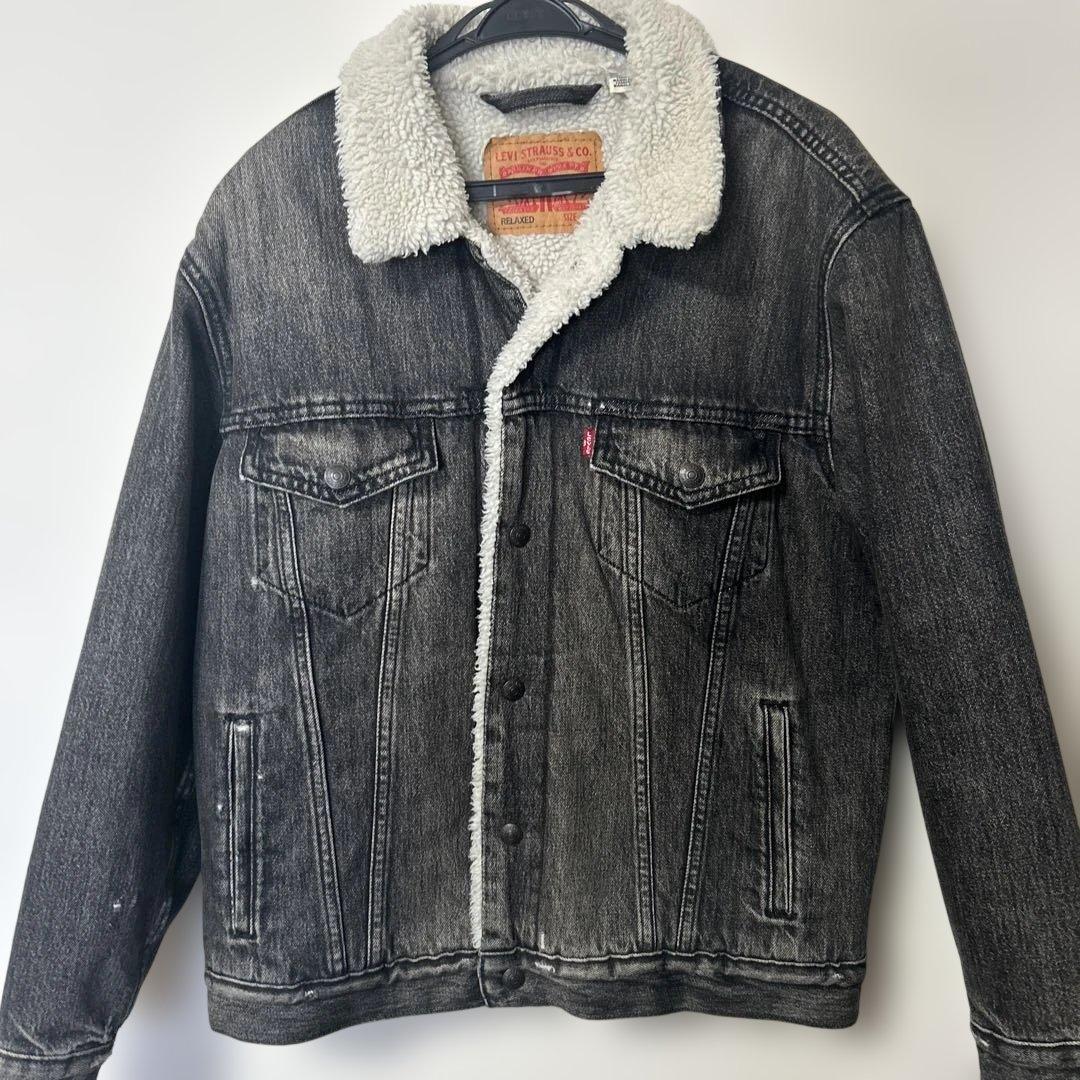 Levi's ボア襟付きデニムジャケット ブラックSサイズ - メルカリ