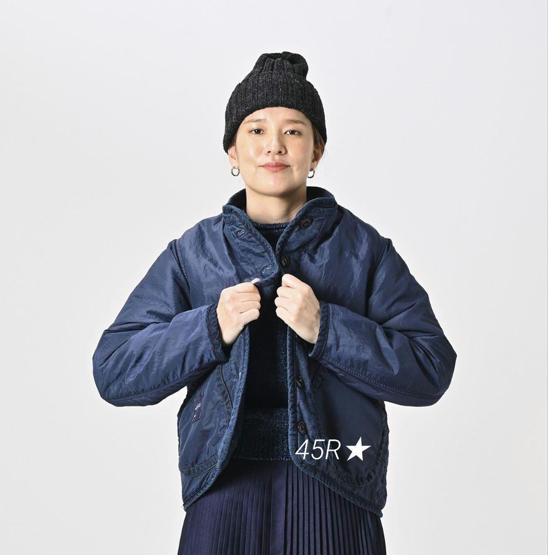 45R☆インディゴ908キルト厚ナイロンスタンドブルゾン加工 - メルカリ