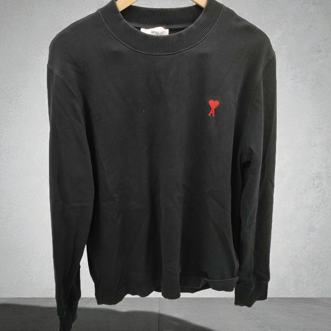 AMI アミパリス ロンT 黒 ハートロゴ 長袖Tシャツ 上品人気 - メルカリ