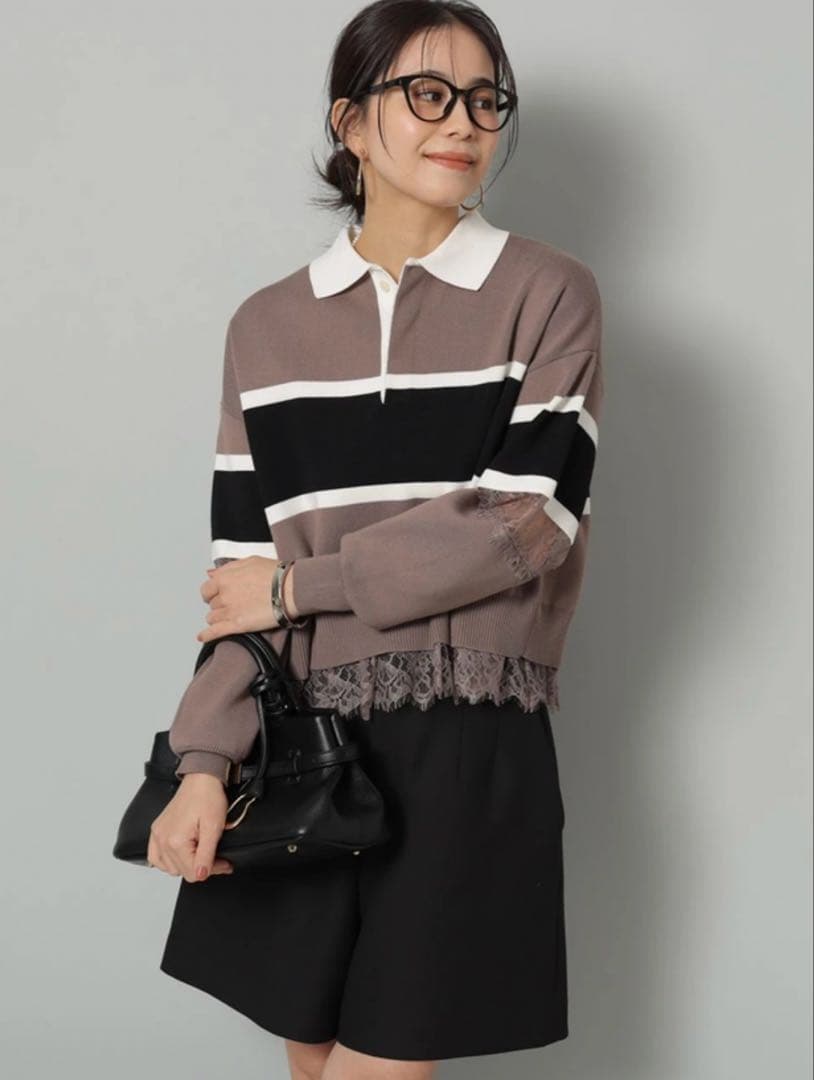 Arpege story レース切替ラガーニット モカ - メルカリ