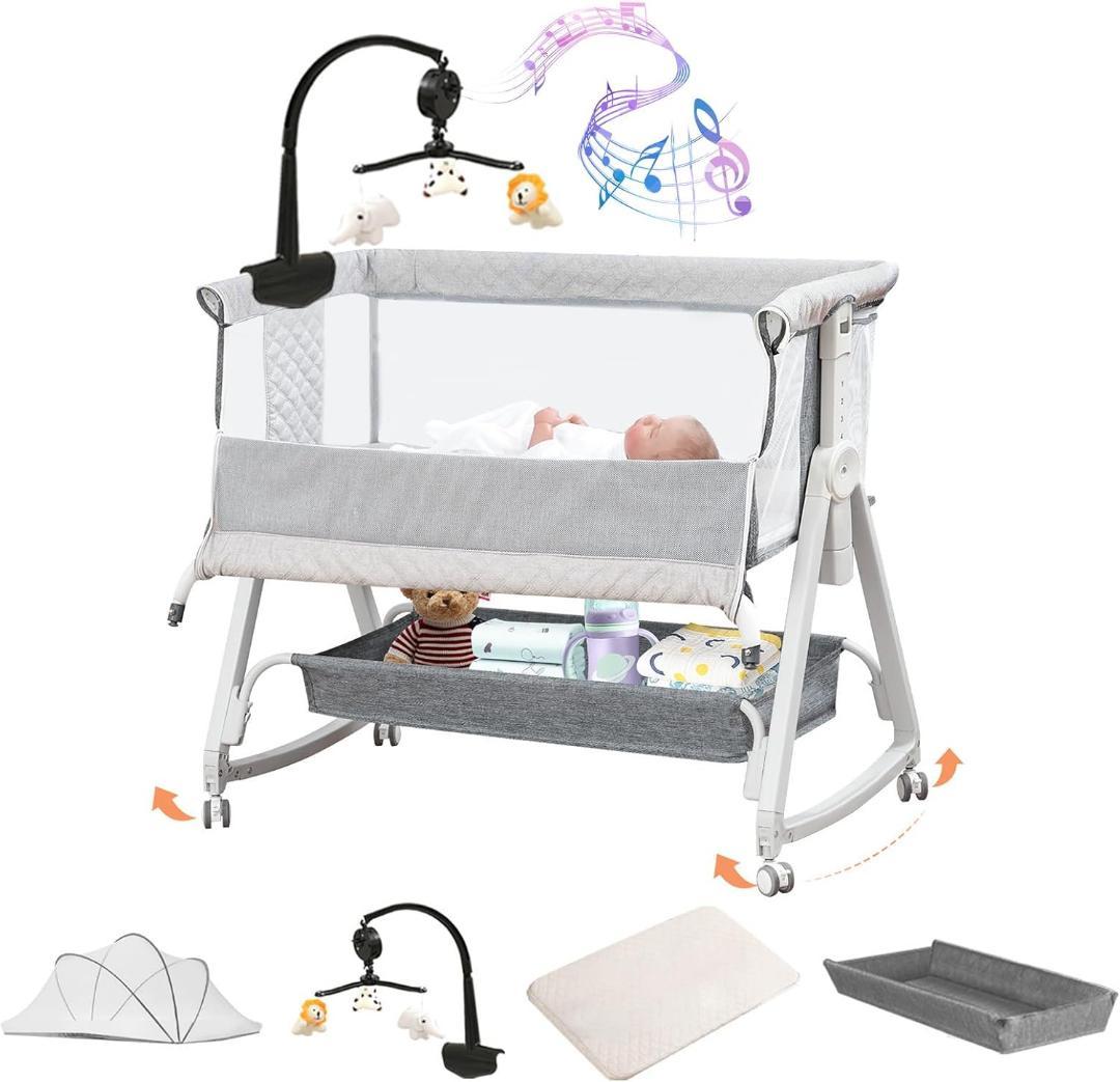 ⭐️新品⭐️ ベビーベッド 添い寝ベッド グレー 乳児用ベッド 多機能 高さ6段調整 Amazon.co.jp: ベビーベッド 添い寝ベッド グレー 乳児用ベッド 多機能